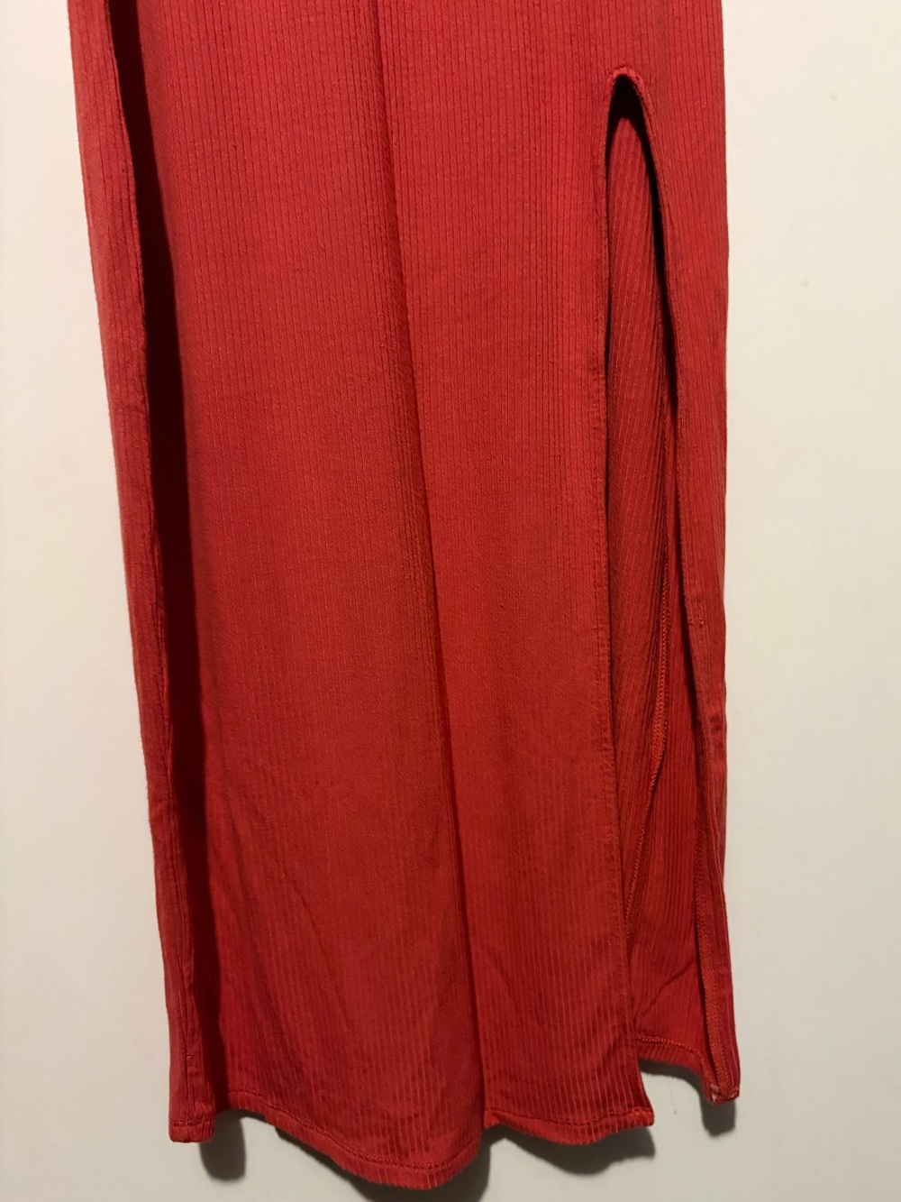 Dynamite Rust Red Ribbed Maxi Dress with Side Slit - Picture 5 of 6